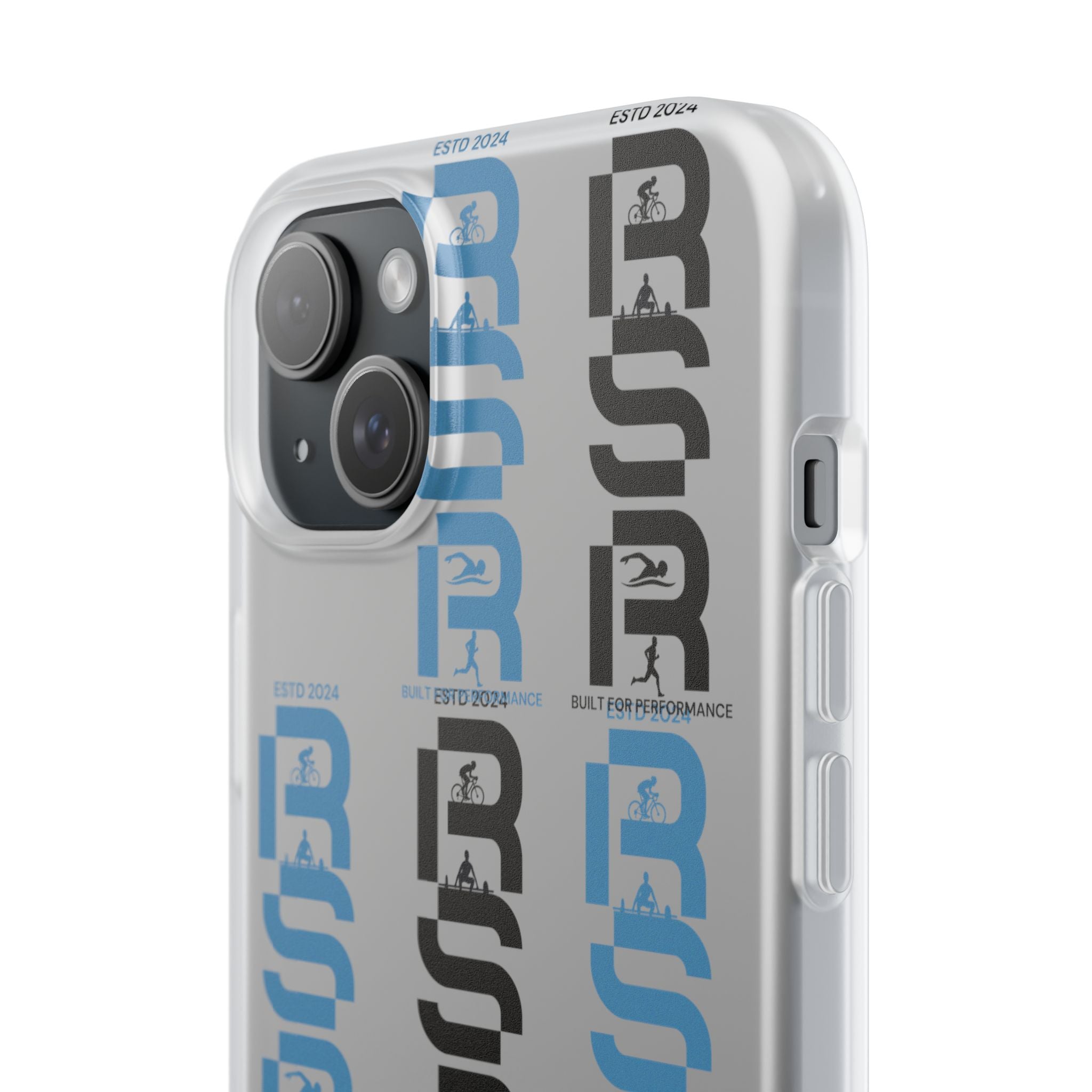 Phone Case — Repeating 'RSR' Blue & Black Graphic Flexi Case by RSR