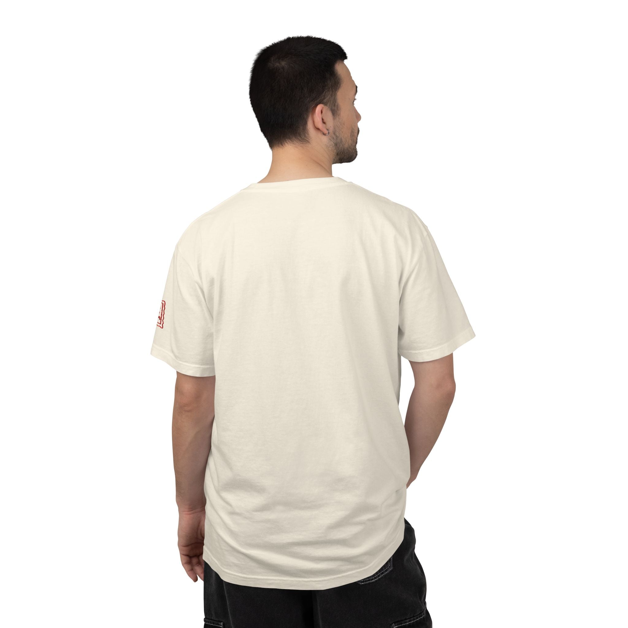 Vertical Gothic "GOD" Graphic T-Shirt — Minimal White Streetwear by RSR