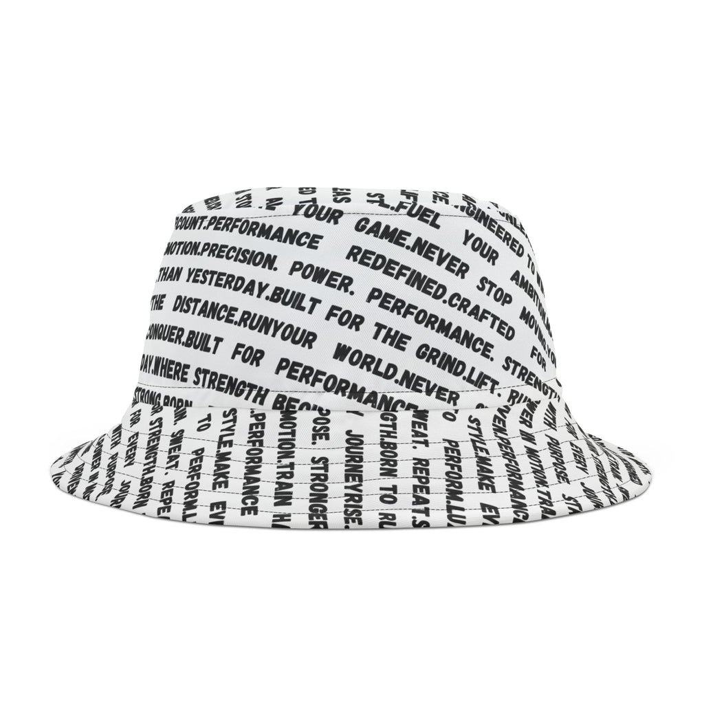 Text Print Bucket Hat — All-Over Black Script Pattern by RSR