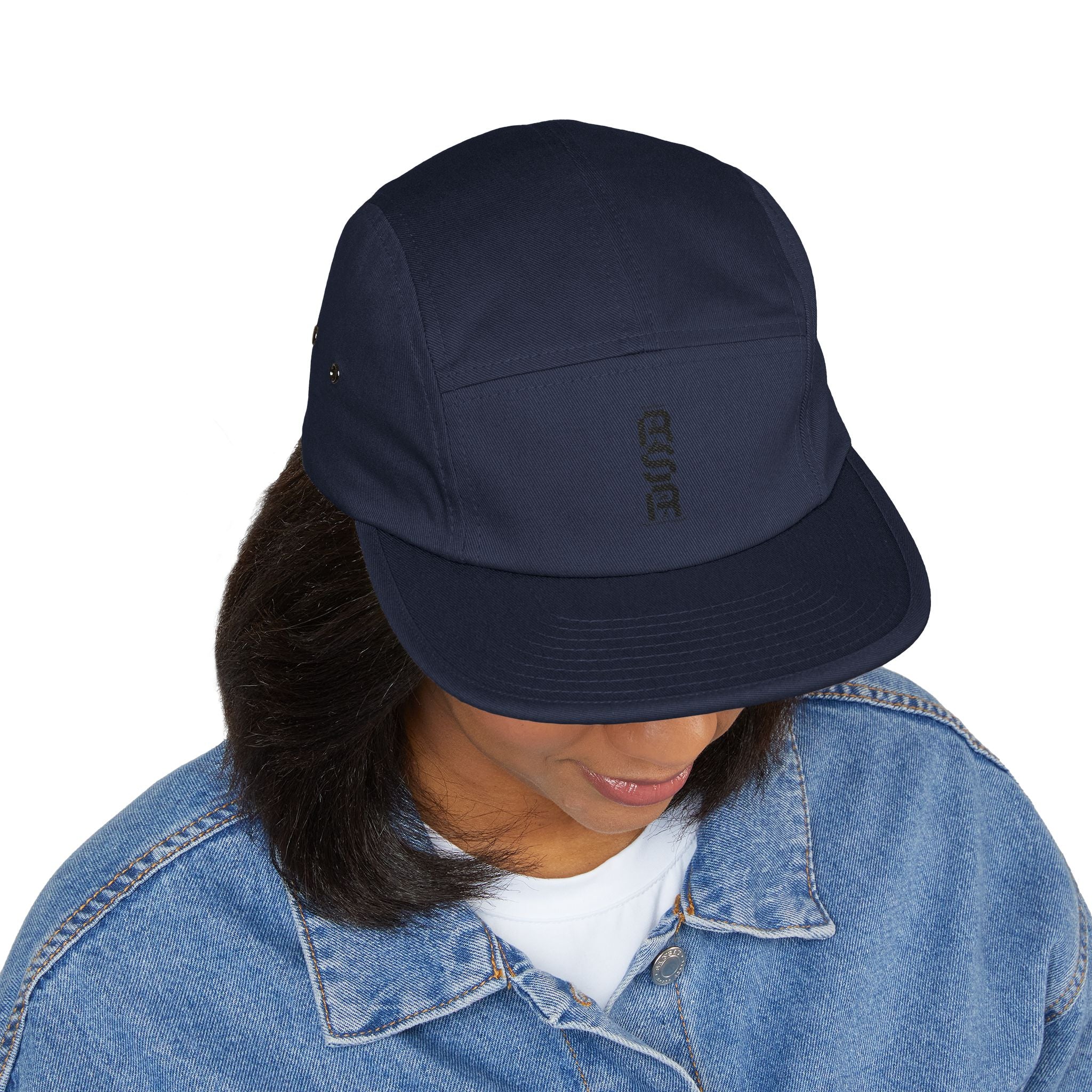 Embroidered 5-Panel Cap — Minimal Vertical Logo, Tan Casual Streetwear by RSR