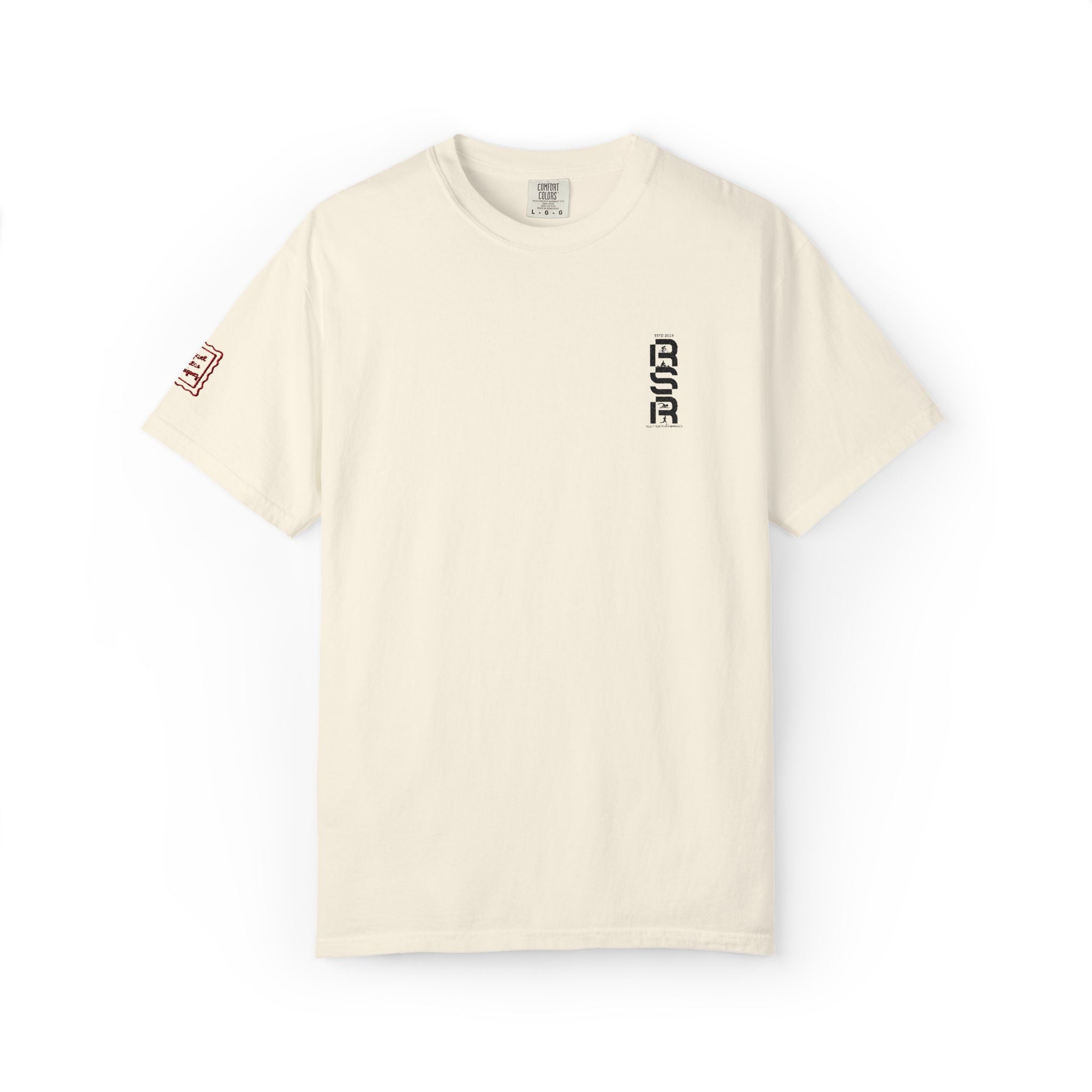 Vertical Gothic "GOD" Graphic T-Shirt — Minimal White Streetwear by RSR