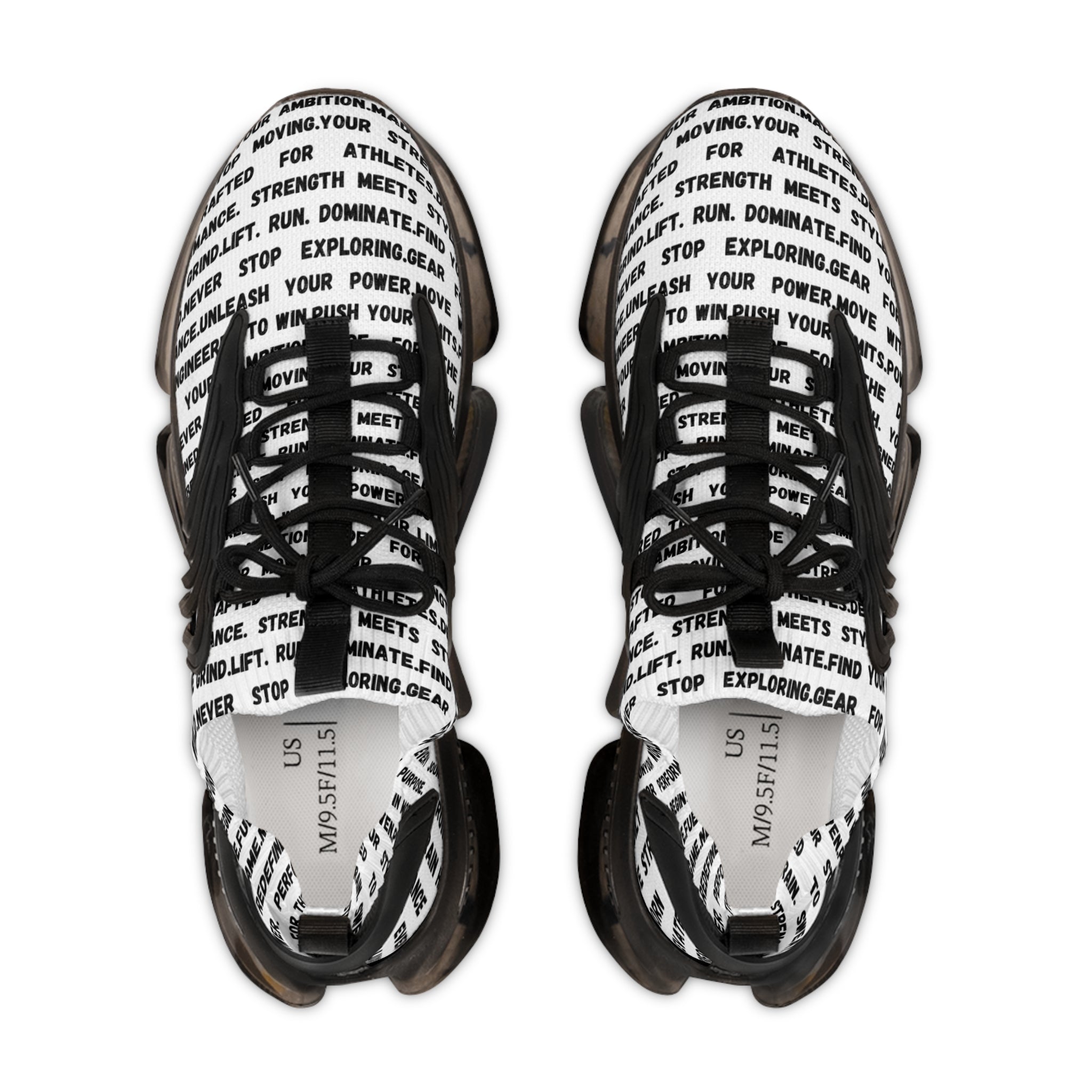 Men's Mesh Sneakers — Breathable Athletic Trainers with Motivational Text Pattern by RSR