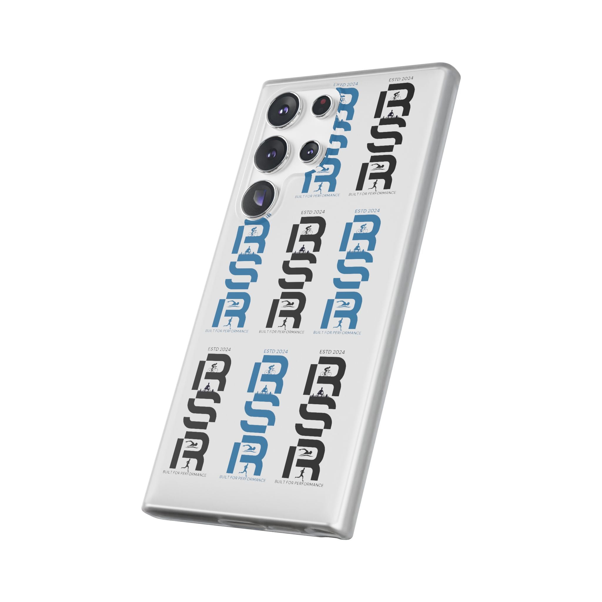 Phone Case — Repeating 'RSR' Blue & Black Graphic Flexi Case by RSR