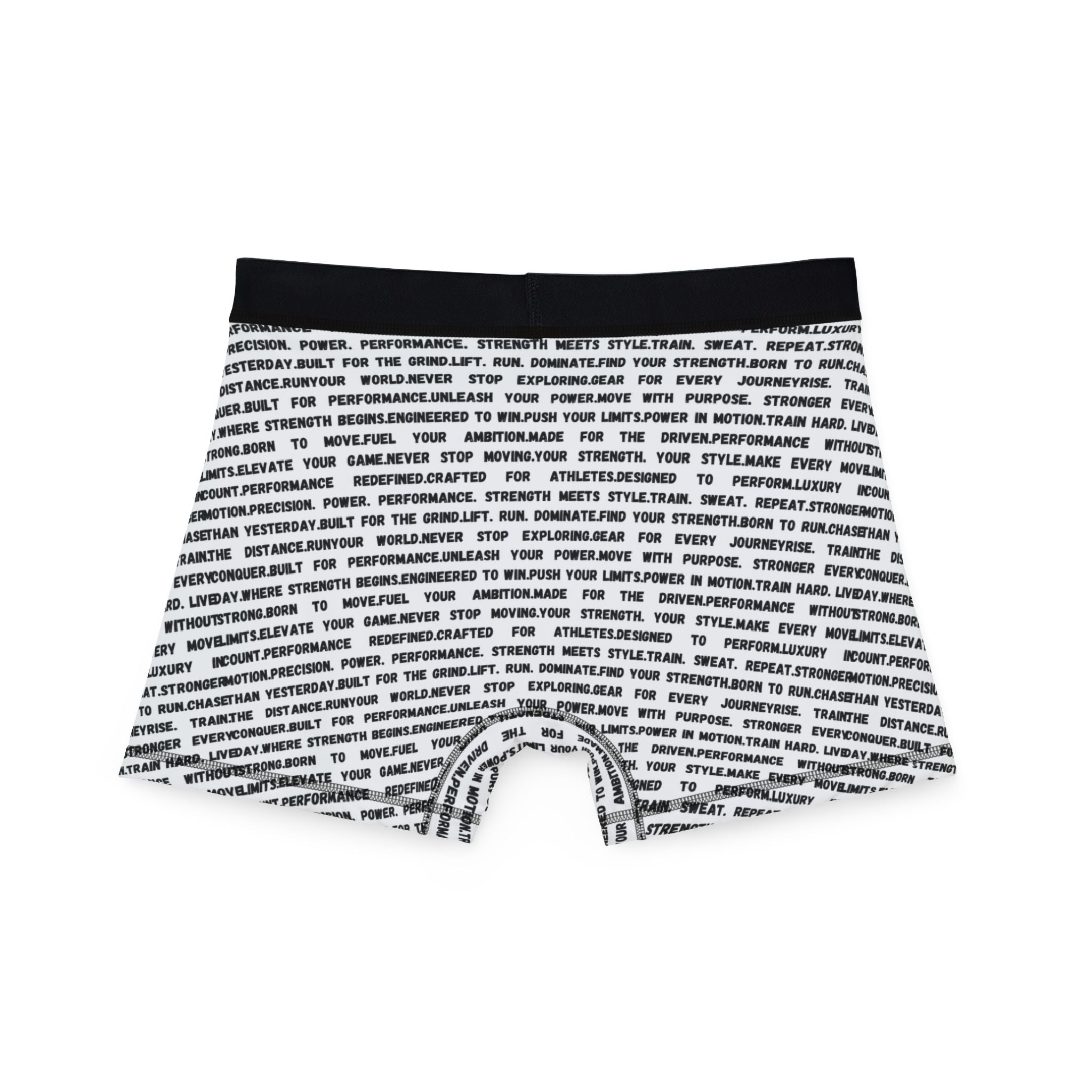 Men's Motivational Text Boxer Briefs – All-Over Print 'Never Stop' by RSR
