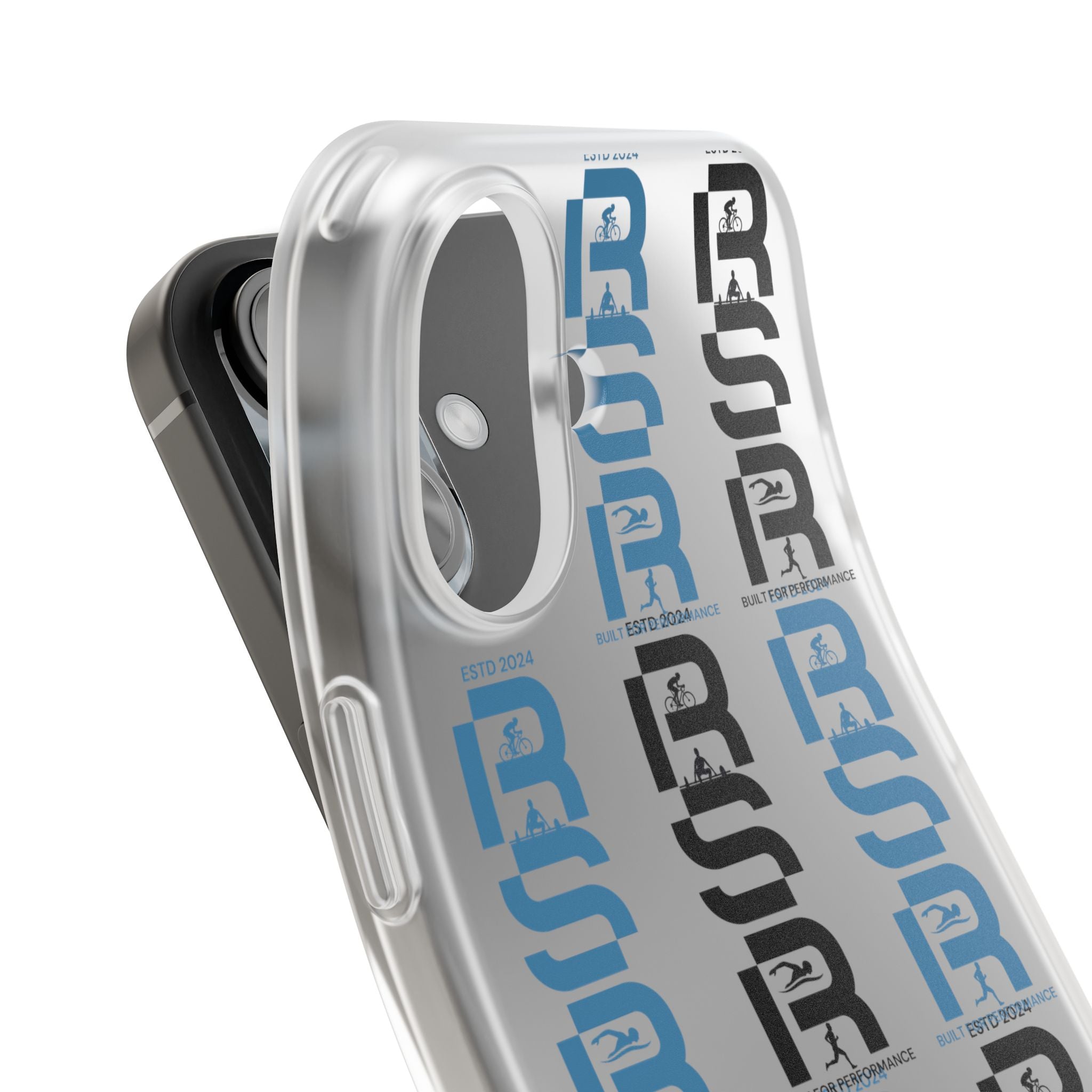 Phone Case — Repeating 'RSR' Blue & Black Graphic Flexi Case by RSR