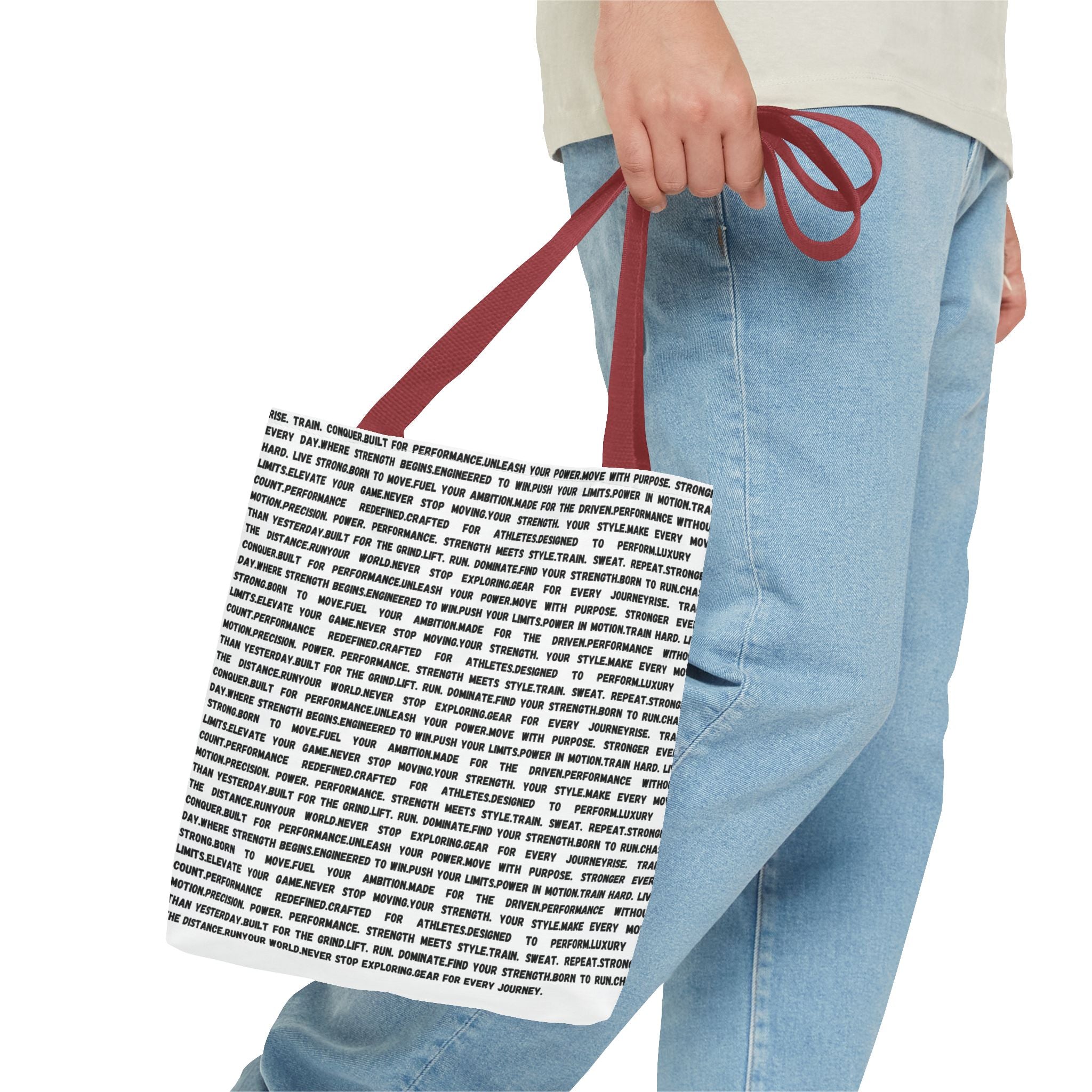Inspirational Quote Text Pattern Tote Bag — Motivational All-Over Print Tote by RSR