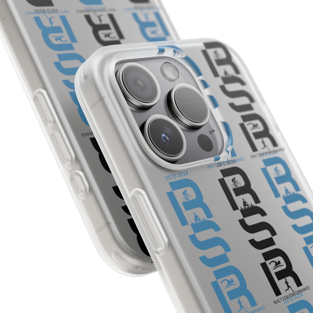 Phone Case — Repeating 'RSR' Blue & Black Graphic Flexi Case by RSR