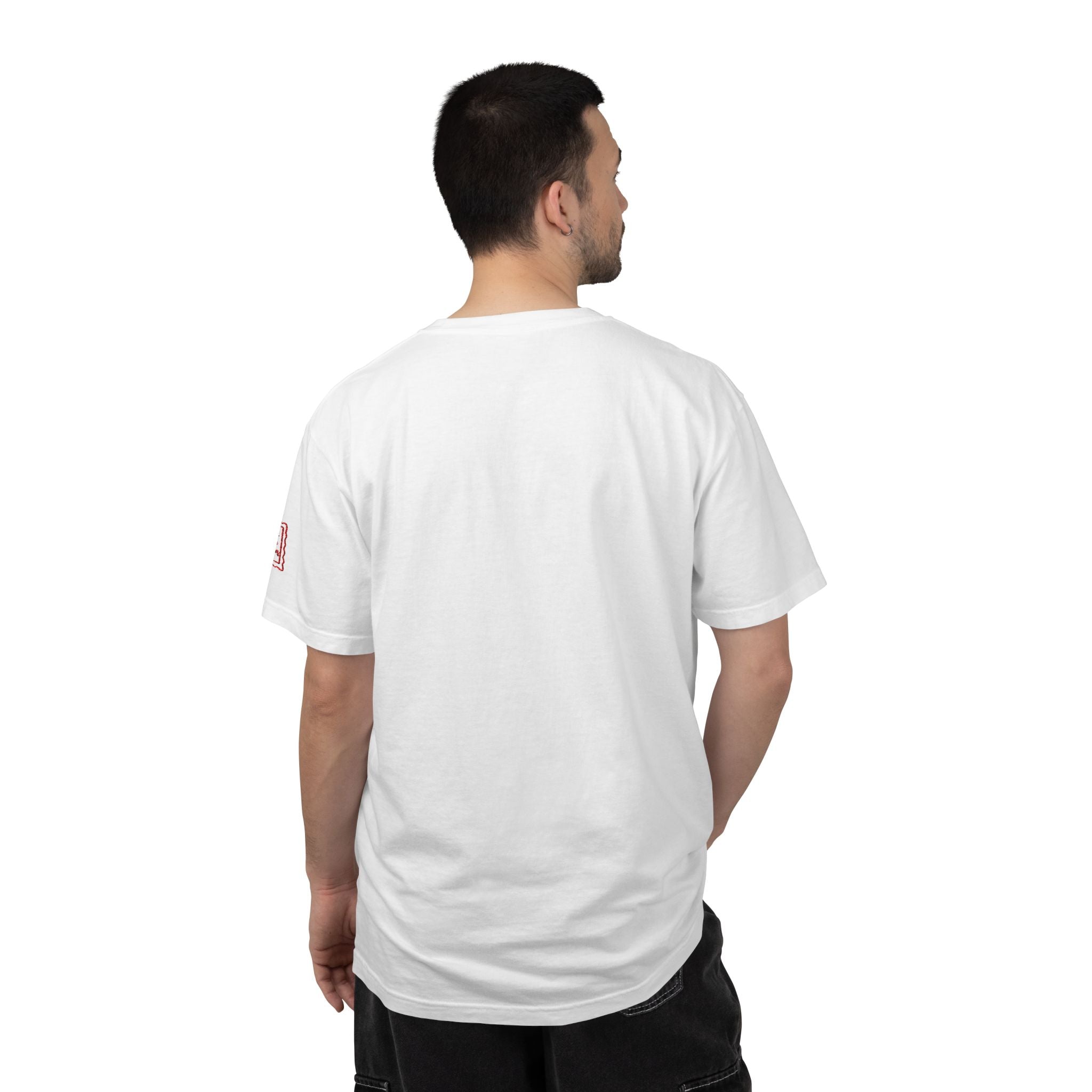 Vertical Gothic "GOD" Graphic T-Shirt — Minimal White Streetwear by RSR