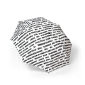 Foldable Umbrella — Black Text Pattern, Semi-Automatic Compact Rain Umbrella by RSR