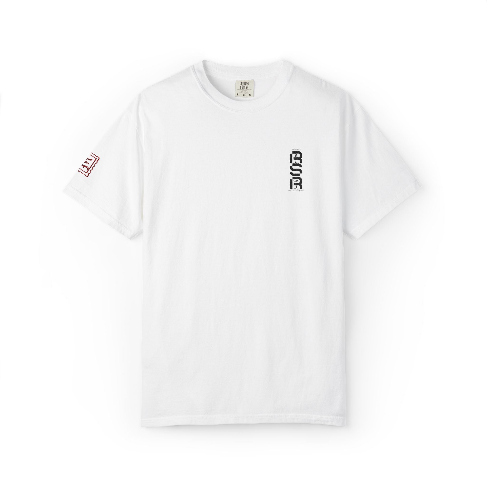 Vertical Gothic "GOD" Graphic T-Shirt — Minimal White Streetwear by RSR