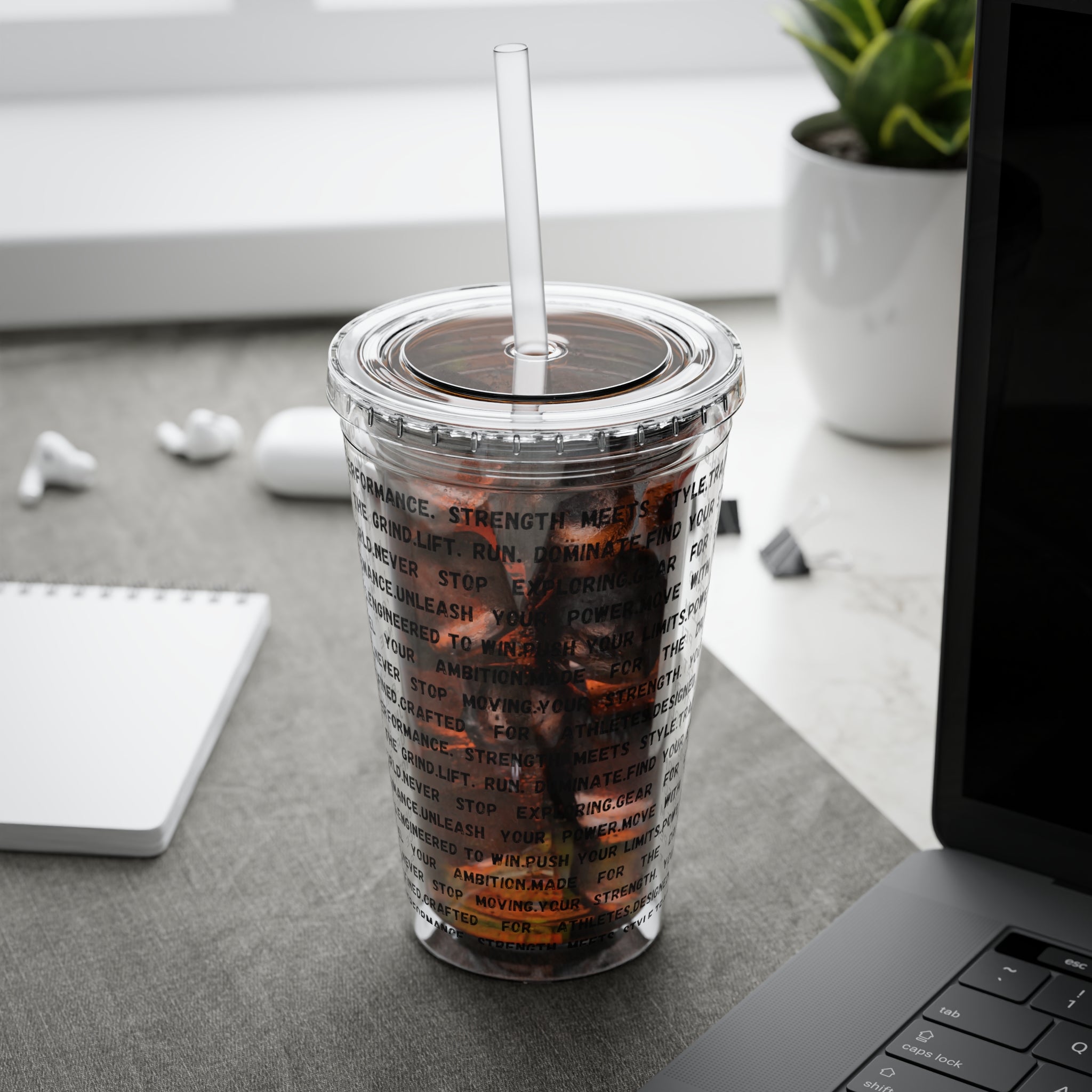 16oz Motivational Phrase Tumbler with Straw — Sunsplash Text Design by RSR