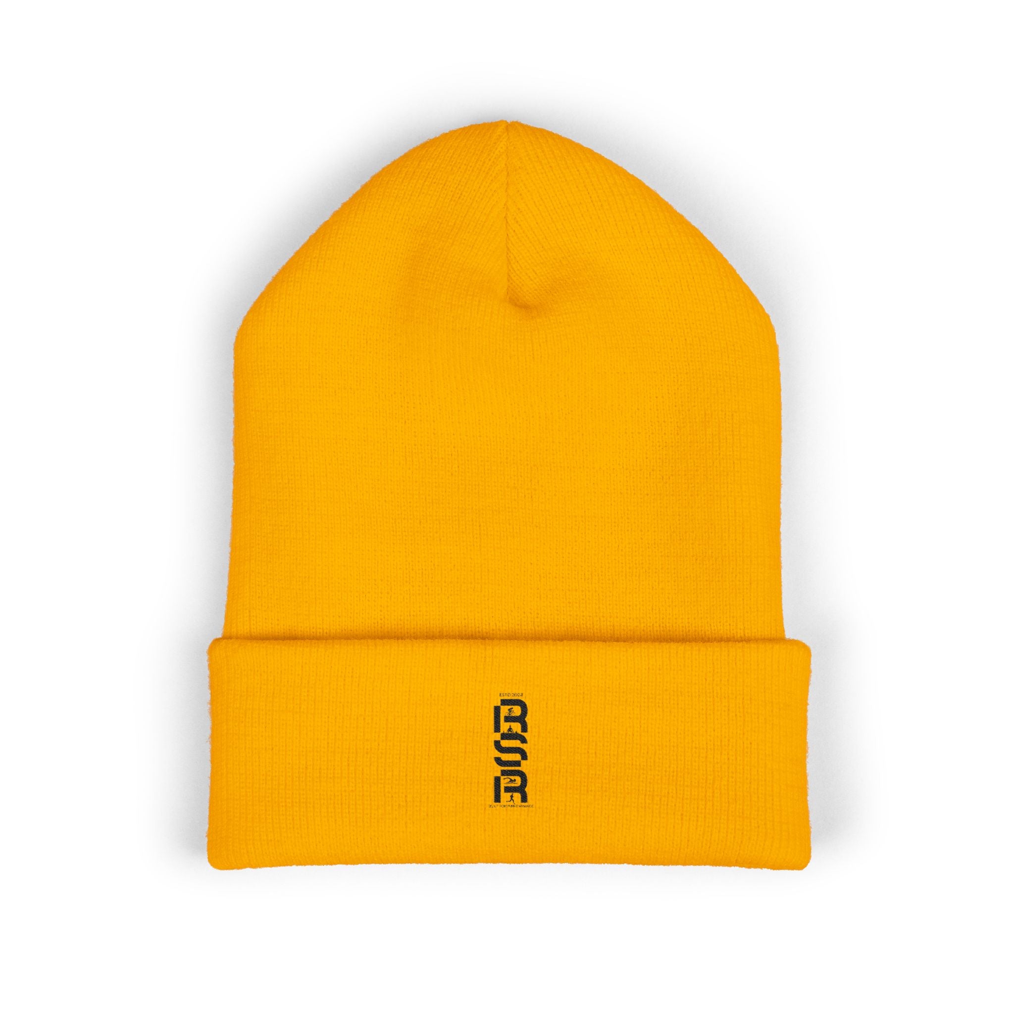 Embroidered Minimalist Cuffed Beanie — Small Vertical Logo by RSR