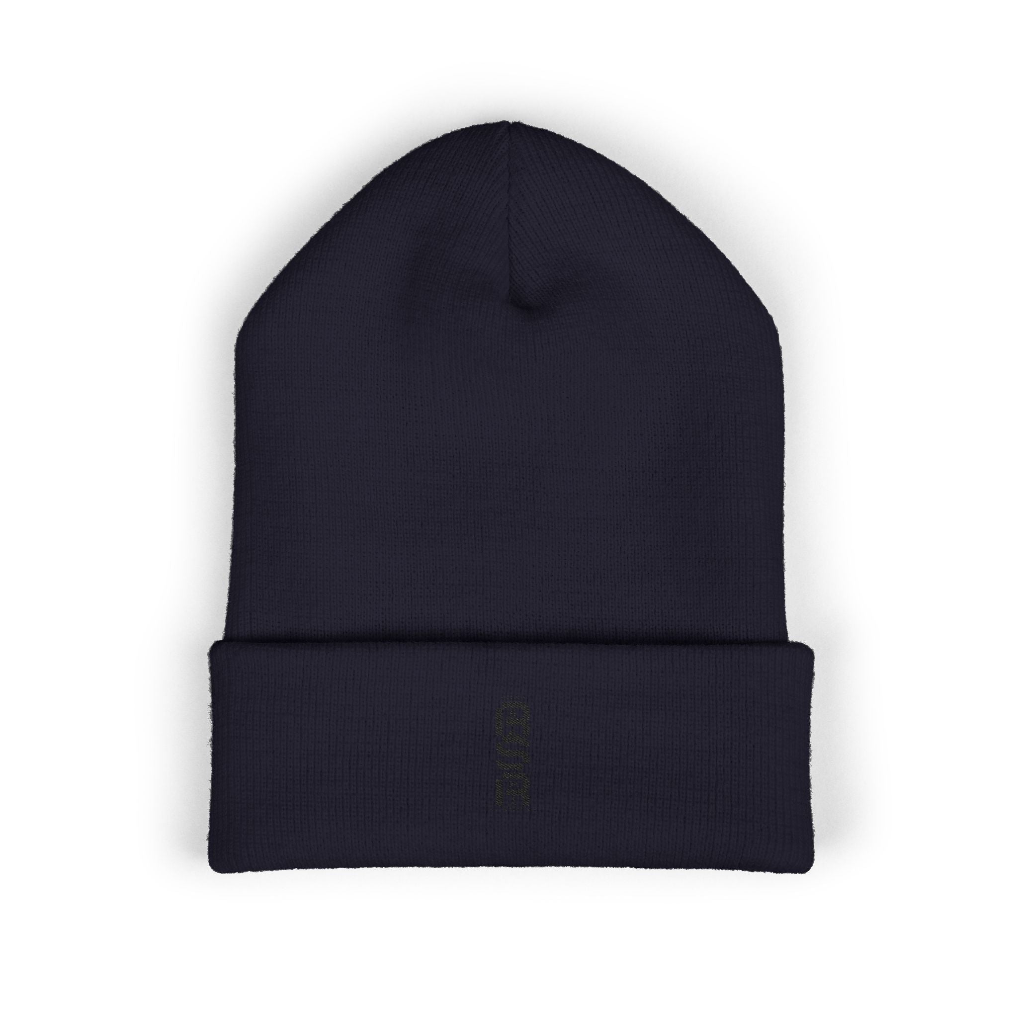Embroidered Minimalist Cuffed Beanie — Small Vertical Logo by RSR