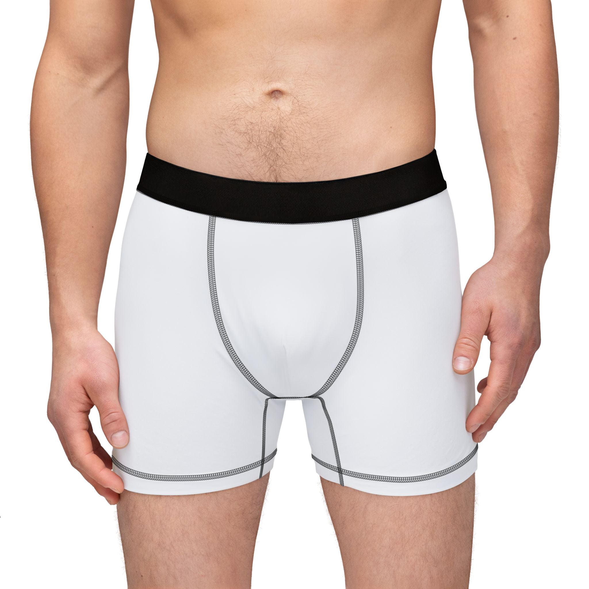 Men's Boxer Briefs — Minimal White AOP Underwear with Side Logo by RSR