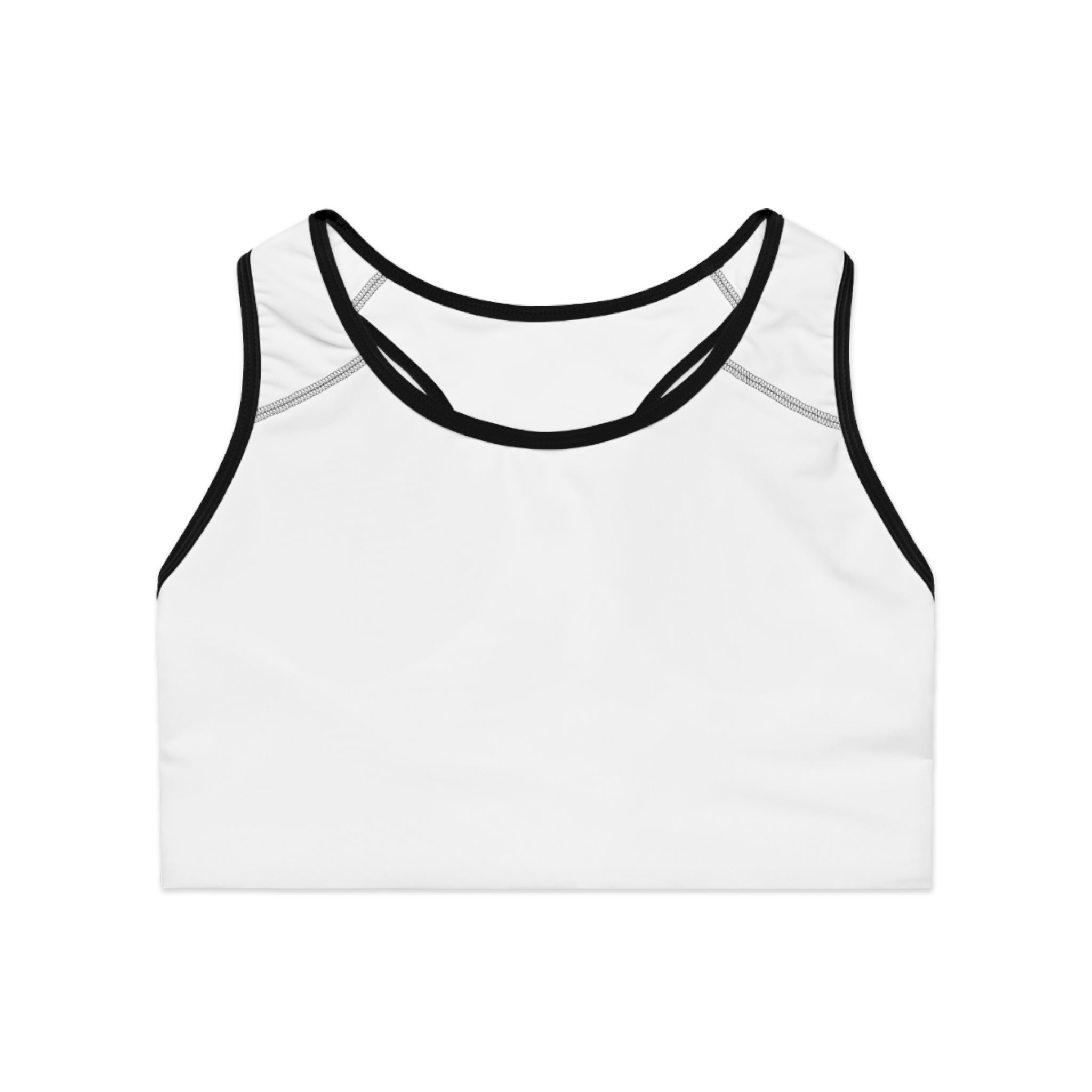 White Racerback Sports Bra — Minimal Logo Activewear for Women by RSR