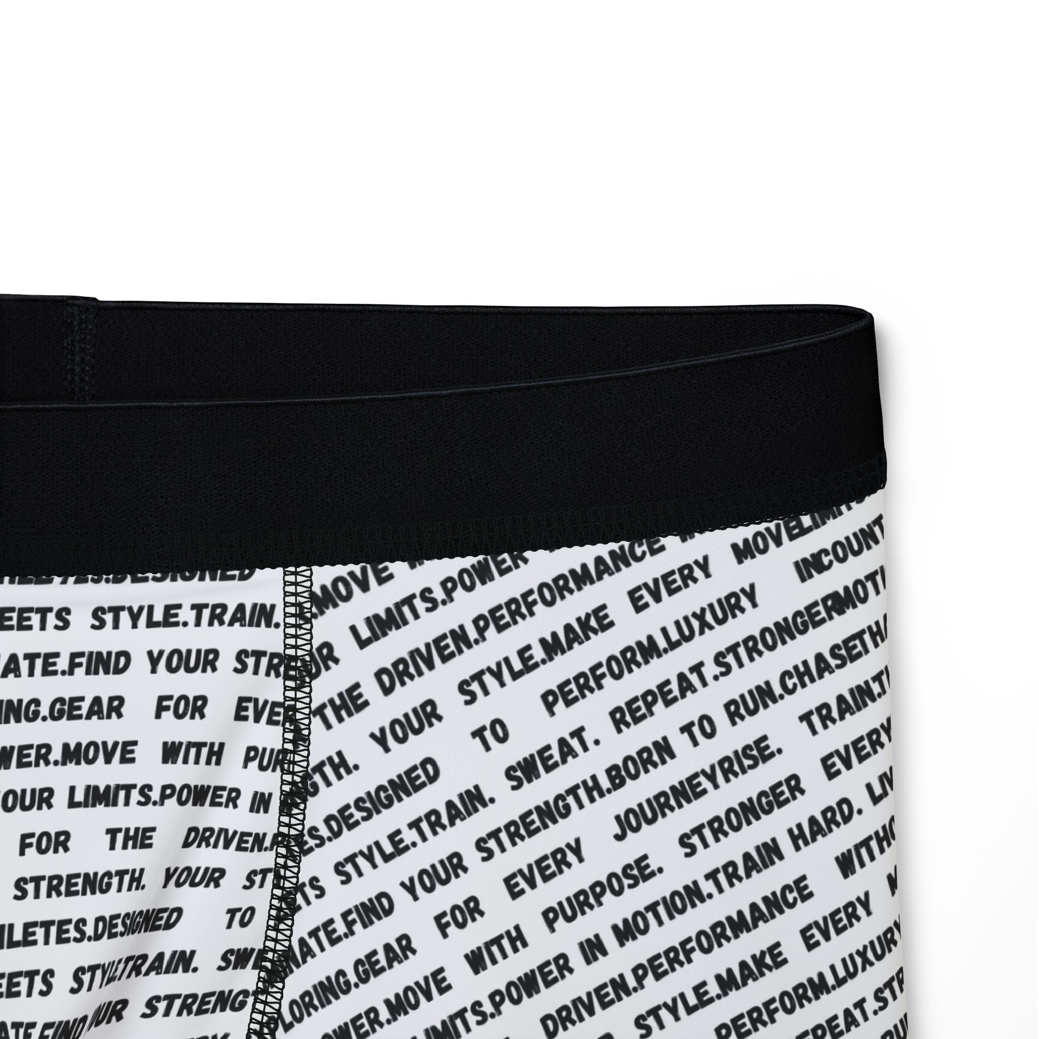 Men's Motivational Text Boxer Briefs – All-Over Print 'Never Stop' by RSR