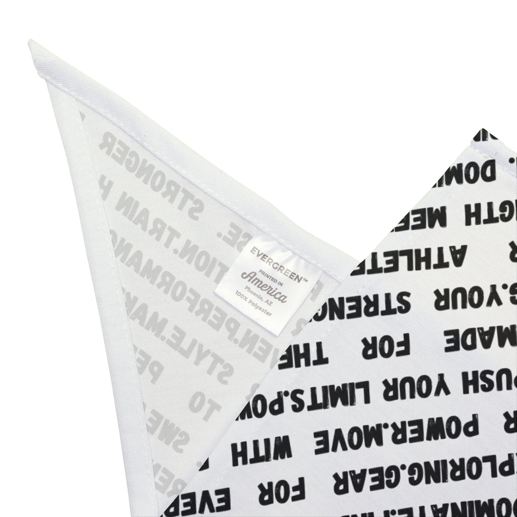 Motivational Text Pet Bandana — Repeating Performance Words Design by RSR