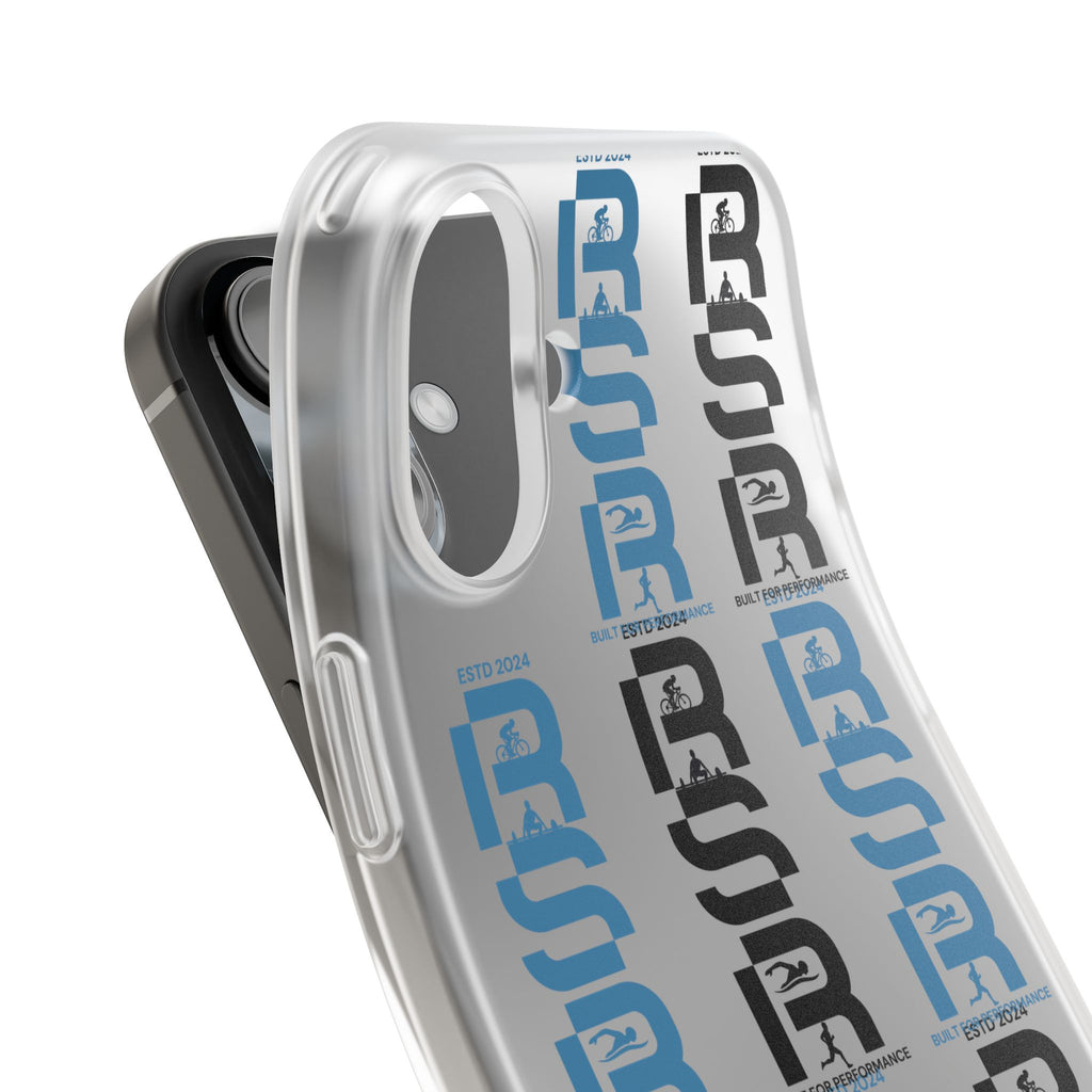 Phone Case — Repeating 'RSR' Blue & Black Graphic Flexi Case by RSR
