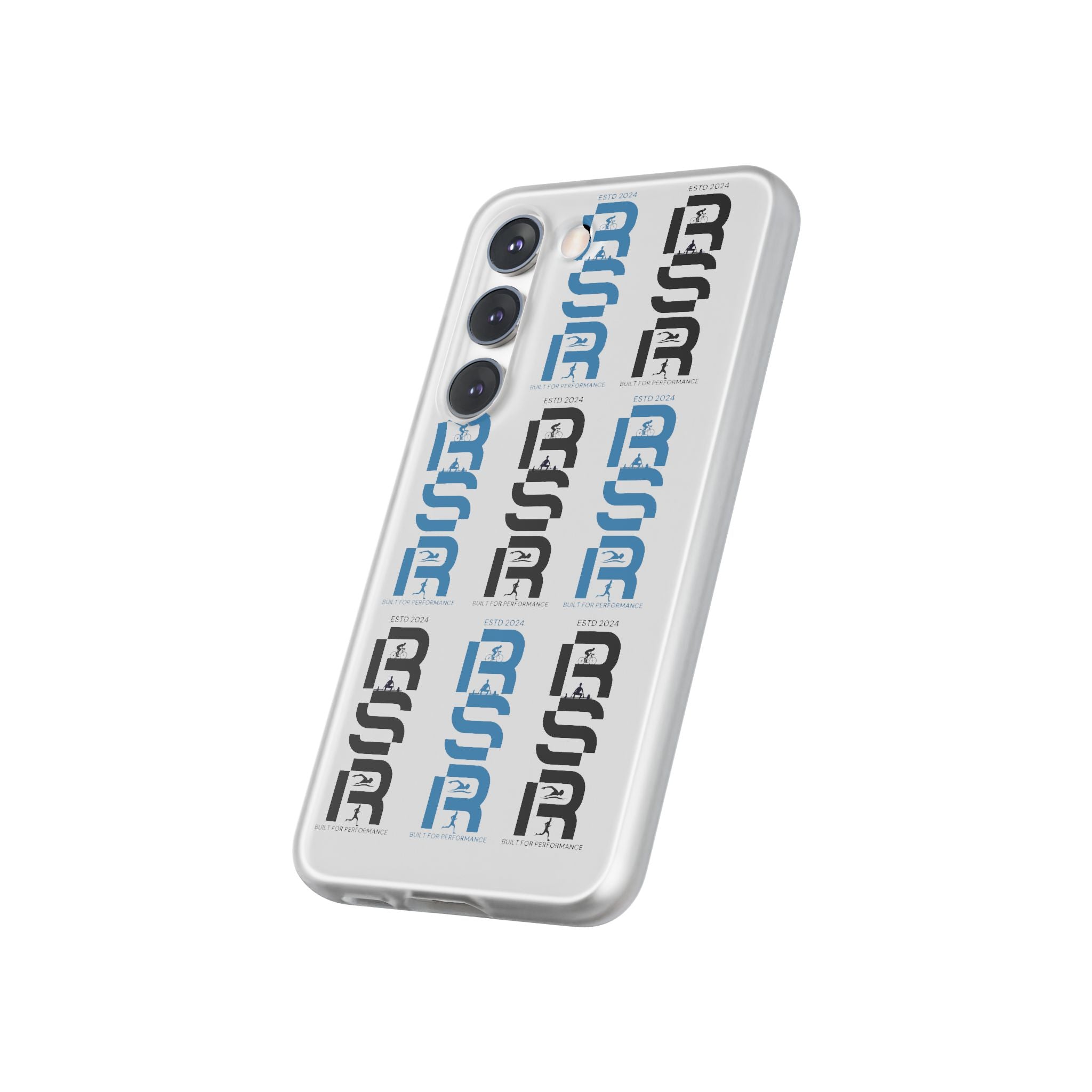 Phone Case — Repeating 'RSR' Blue & Black Graphic Flexi Case by RSR