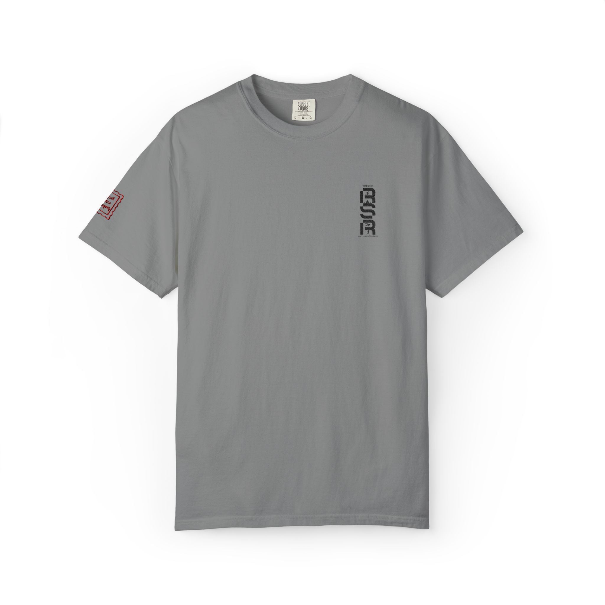 Vertical Gothic "GOD" Graphic T-Shirt — Minimal White Streetwear by RSR