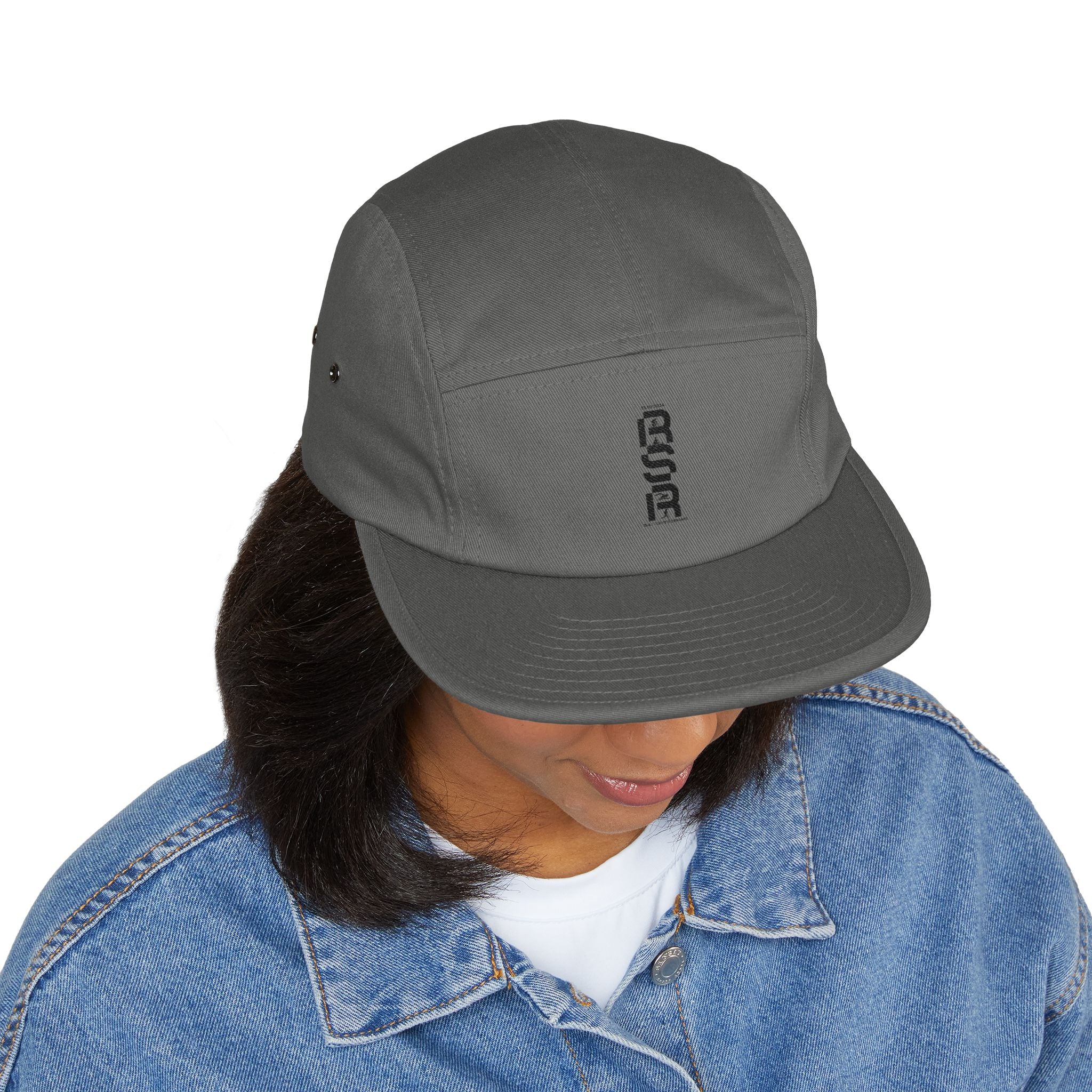 Embroidered 5-Panel Cap — Minimal Vertical Logo, Tan Casual Streetwear by RSR
